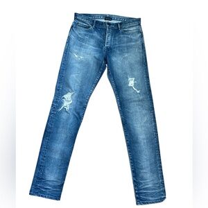 John Elliot Distressed Paint Splatter Slim Fit Jeans